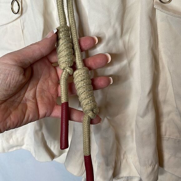 Zara Cord Belt Cream High Waisted Shorts. Size Medium. - Picture 2 of 10